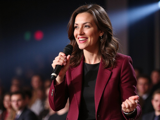 Female entrepreneurship coach speaking at conference