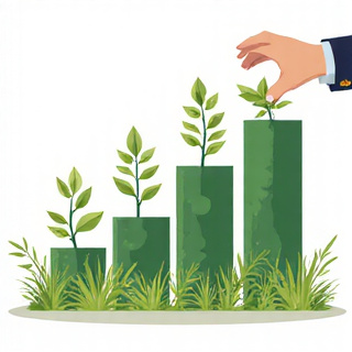 Illustration of business growth with upward trending graph