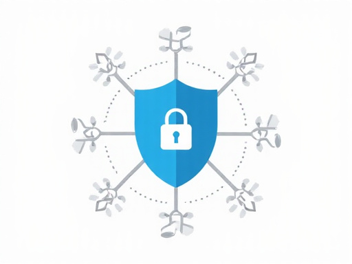 Illustration of data security with shield and lock icons